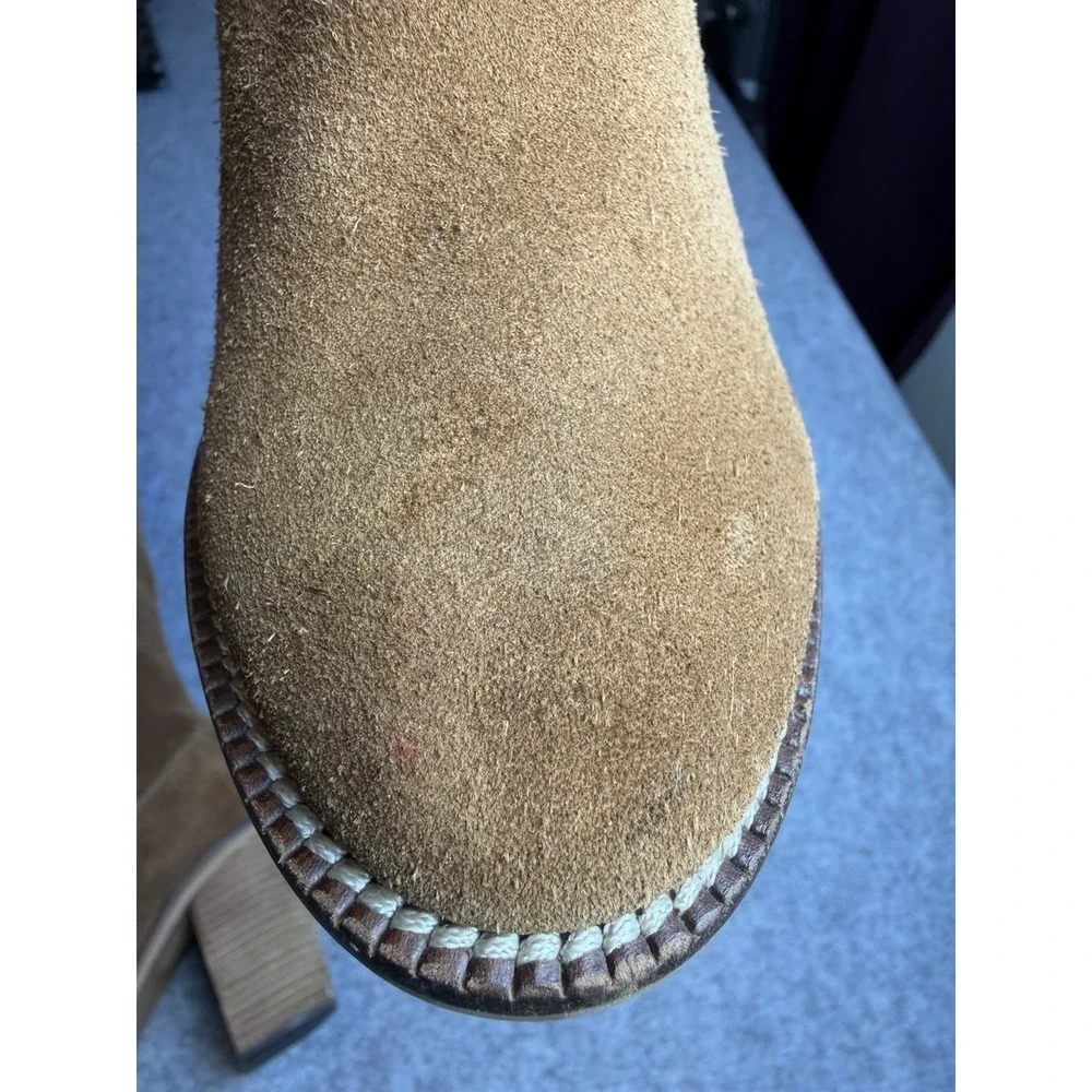 8.5B Steve Madden Orlando Over the Knee Golden Brown Suede Stacked Heel Boots